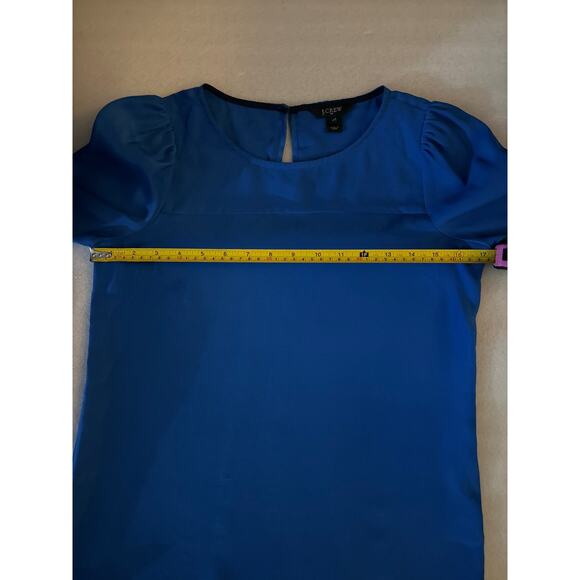J Crew Factory Blue Long Sleeve Blouse XXS Corporate Siren Dopamine Minimalist - Picture 7 of 8